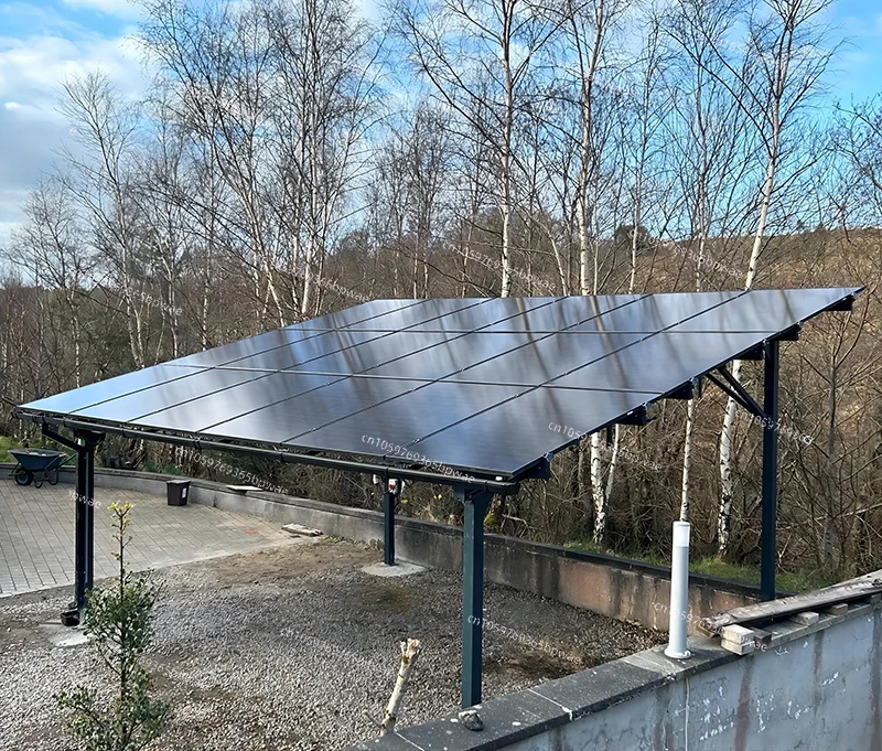 Galvanized Steel Solar Car Canopy 2, 4, 6, 8 Parking Spaces Electric Vehicle Charging Station Pergola Structure Below 60 degrees