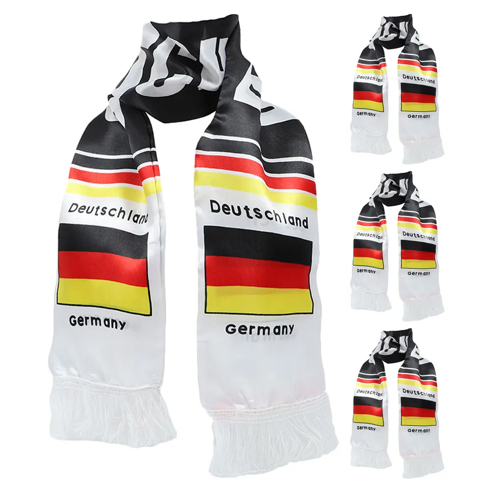 4Pcs Traditional Soccer Knit Scarf For National Team Fans Football Scarf For Sports Events Cheerleading Unisex Warm Winter Plush