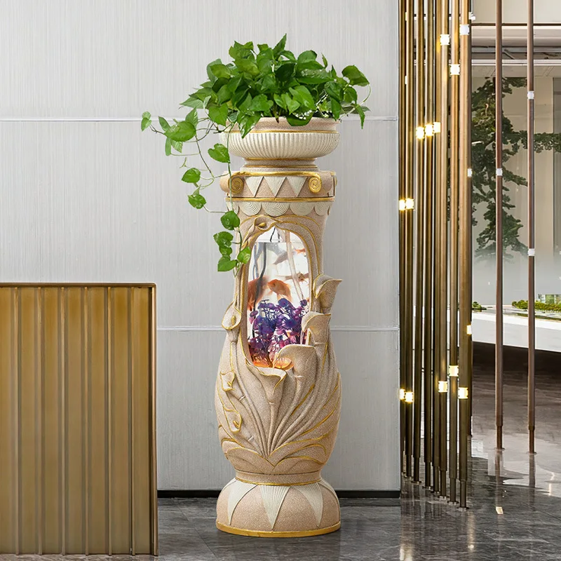 decorative ornaments, villa TV cabinet, light luxury living room, fish tank, high-end atmosphere