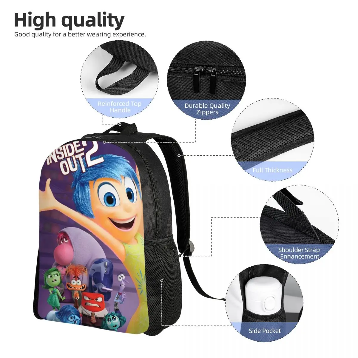 Anime Movie Inside-Out 2 Joy Backpack for Girls Boys Kids Lightweight School Bag for Toddlers Daycare