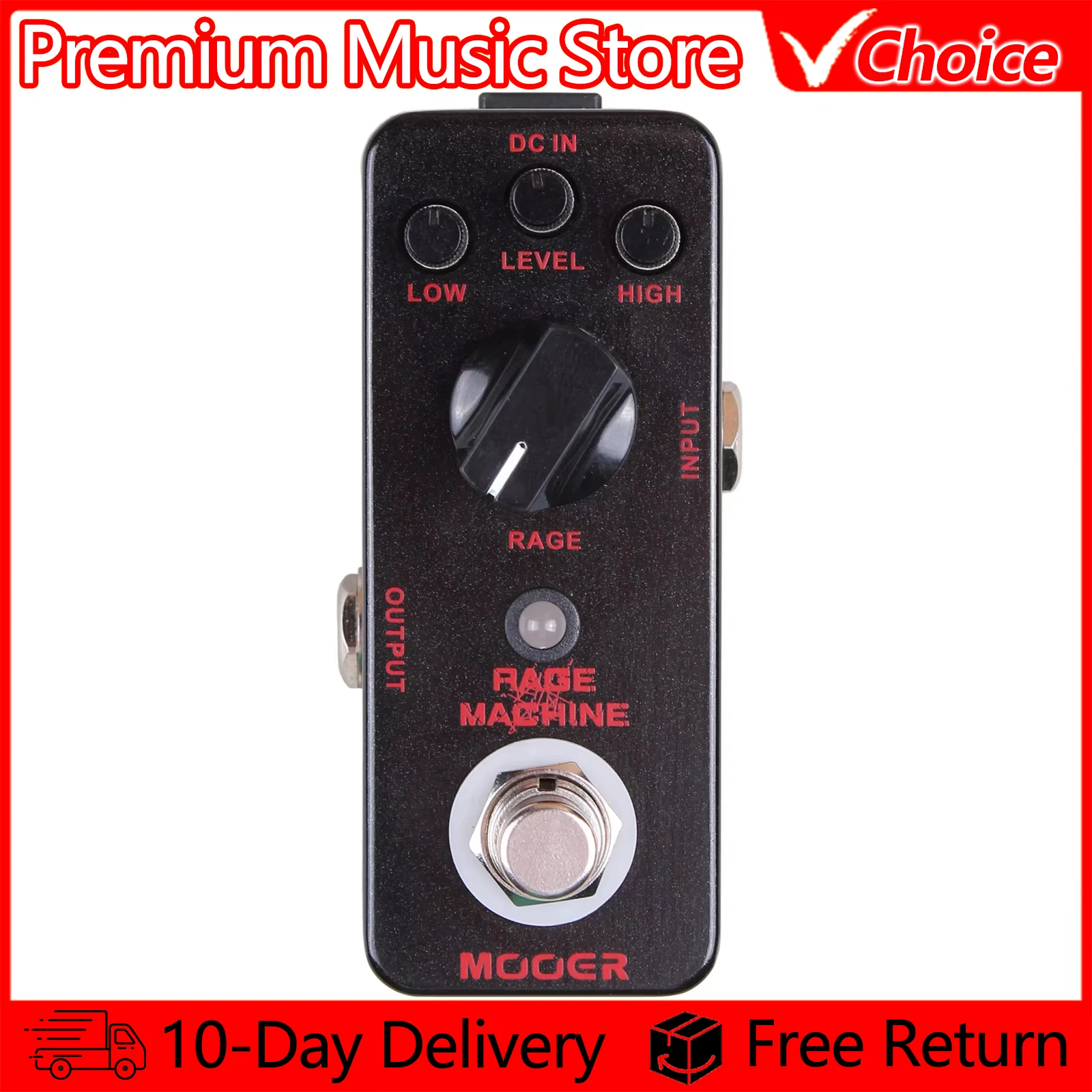 MOOER Guitar Pedal Rage Machine Heavy Metal Distortion Effect True Bypass Full Metal Shell Overdrive Pedal Guitar Accessories