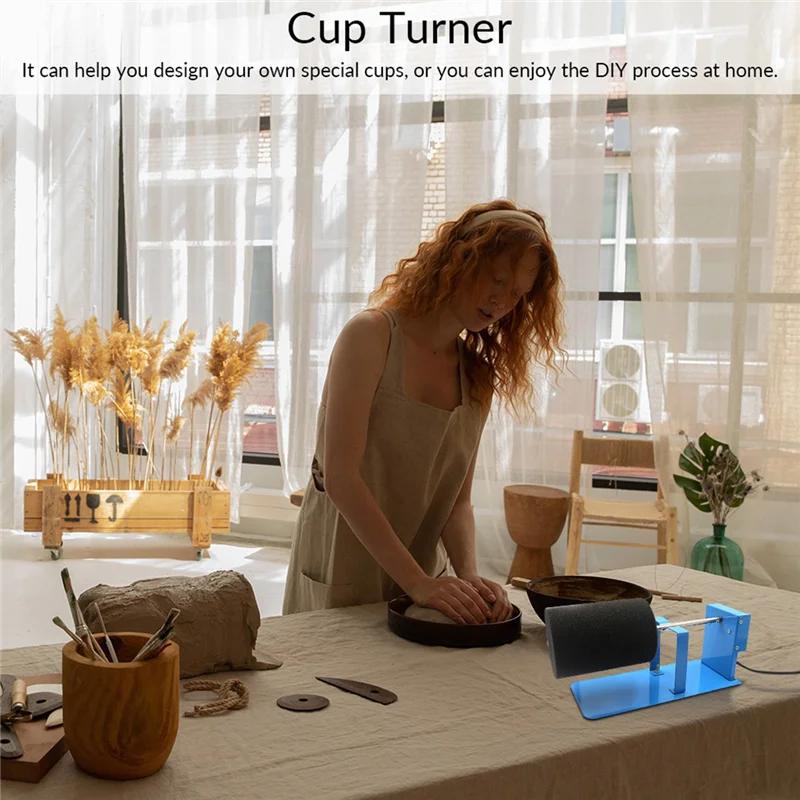 AS63 อลูมิเนียมถ้วย Turner DIY แก้วไฟฟ้า Spinner Rotator ปลอดภัยหมุน Dyer อุปกรณ์สําหรับแห้งเรซิ่นหัตถกรรม EU Plug