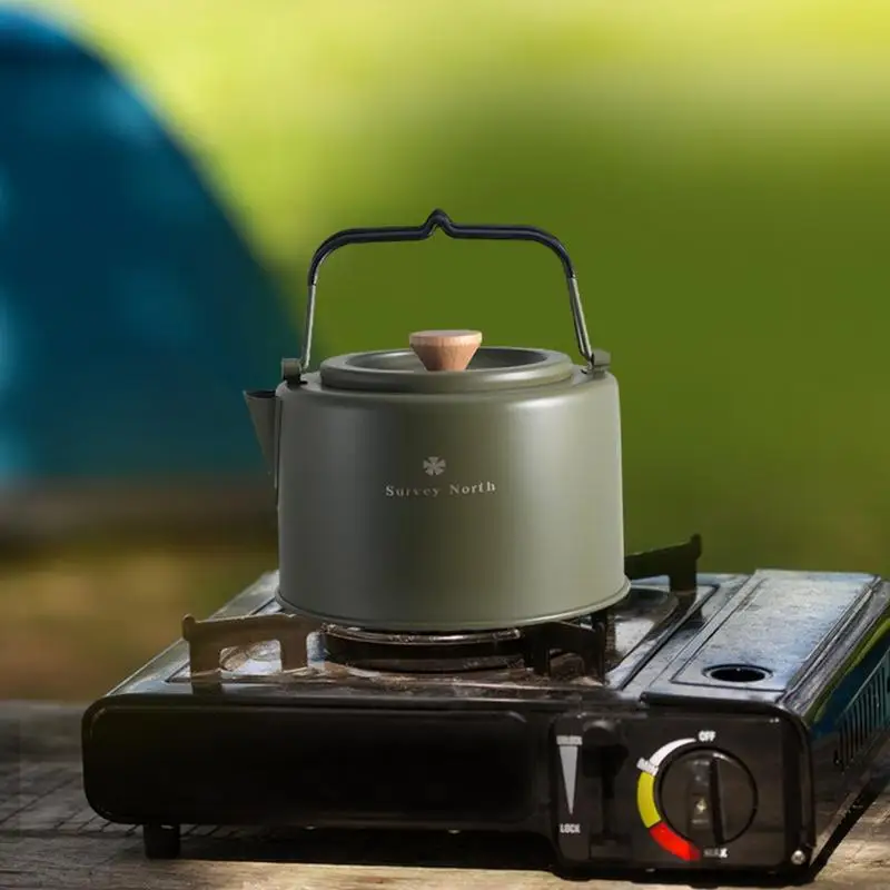 1L Outdoor Camping Kettle Stainless Steel Coffee Tea Pot Portable Travel Picnic Water Kettle Teapot Coffee Pot Camping Cookware