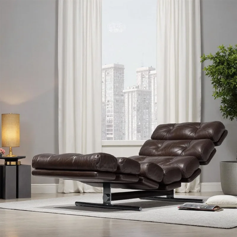Italian minimalist leather fabric single living room villa home recliner