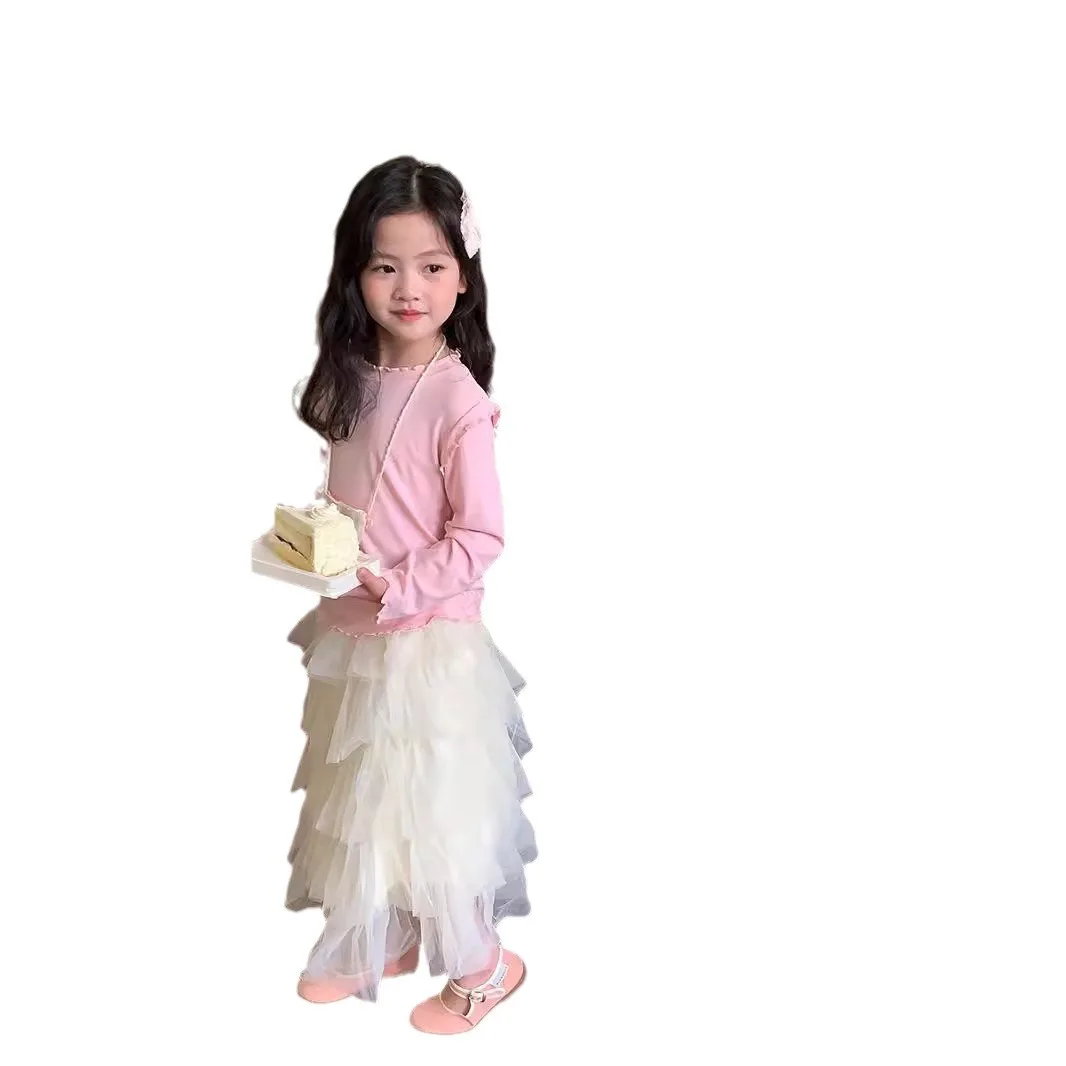 Korea Spring Autumn Baby Girl Tulle Skirt Elastic Waist Loose Toddler Kid Girl Bubble Skirt Versatile Cake Skirt For Infant Girl