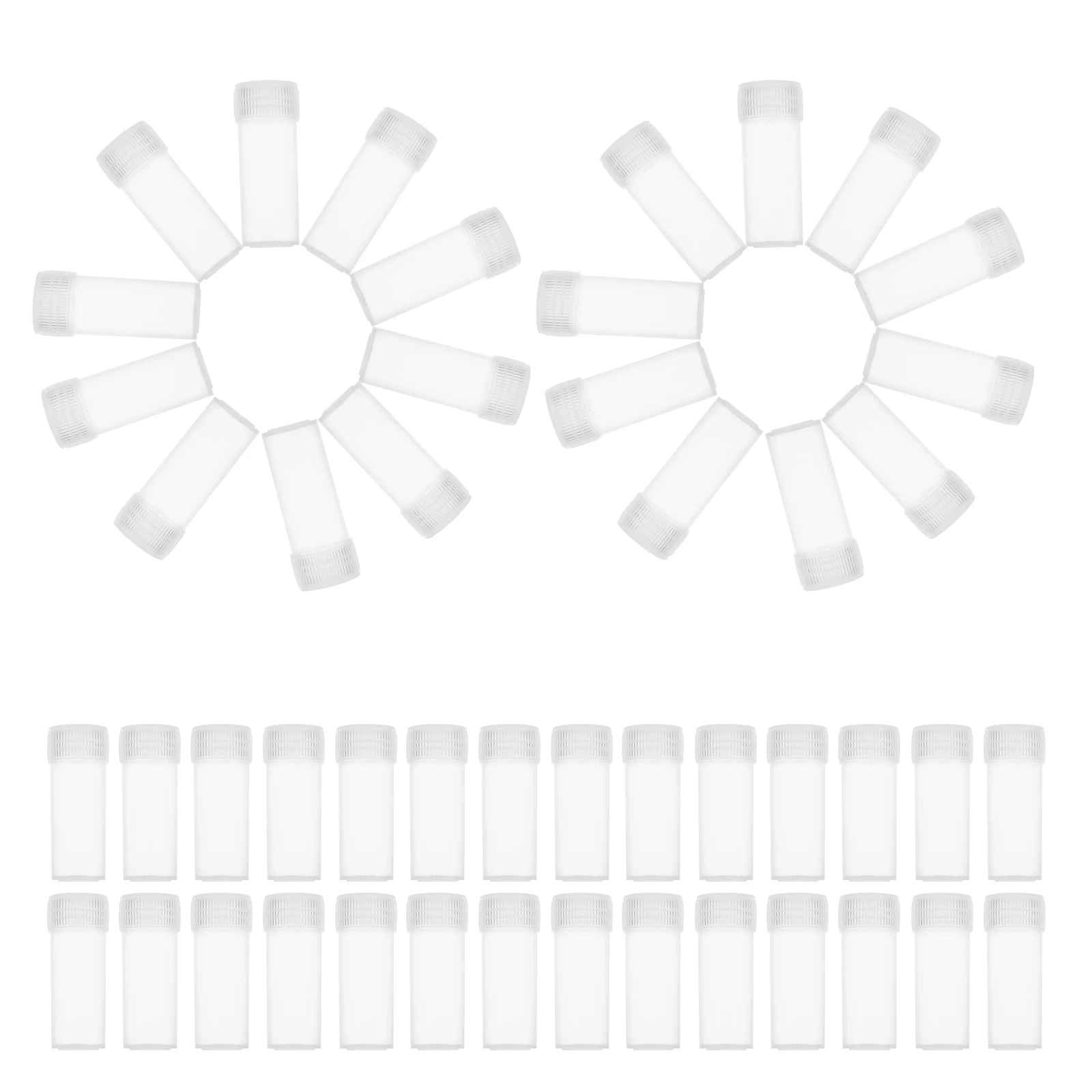 

100 Pcs Sample Container Bottle Plastic Small Vial Lab Test Tubes with Cover Mini Bottles Lids Clear Cap Laboratory Storage