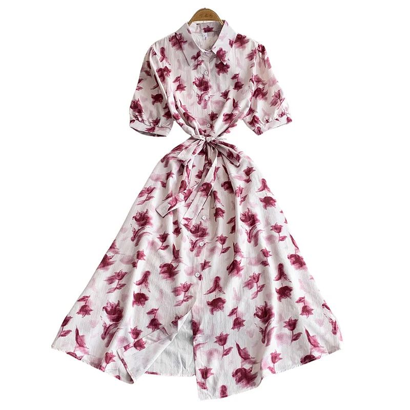 Boho women summer chic floral print slim bandage long blouse dress casual vestido de festa elegant tunic beach holiday dress