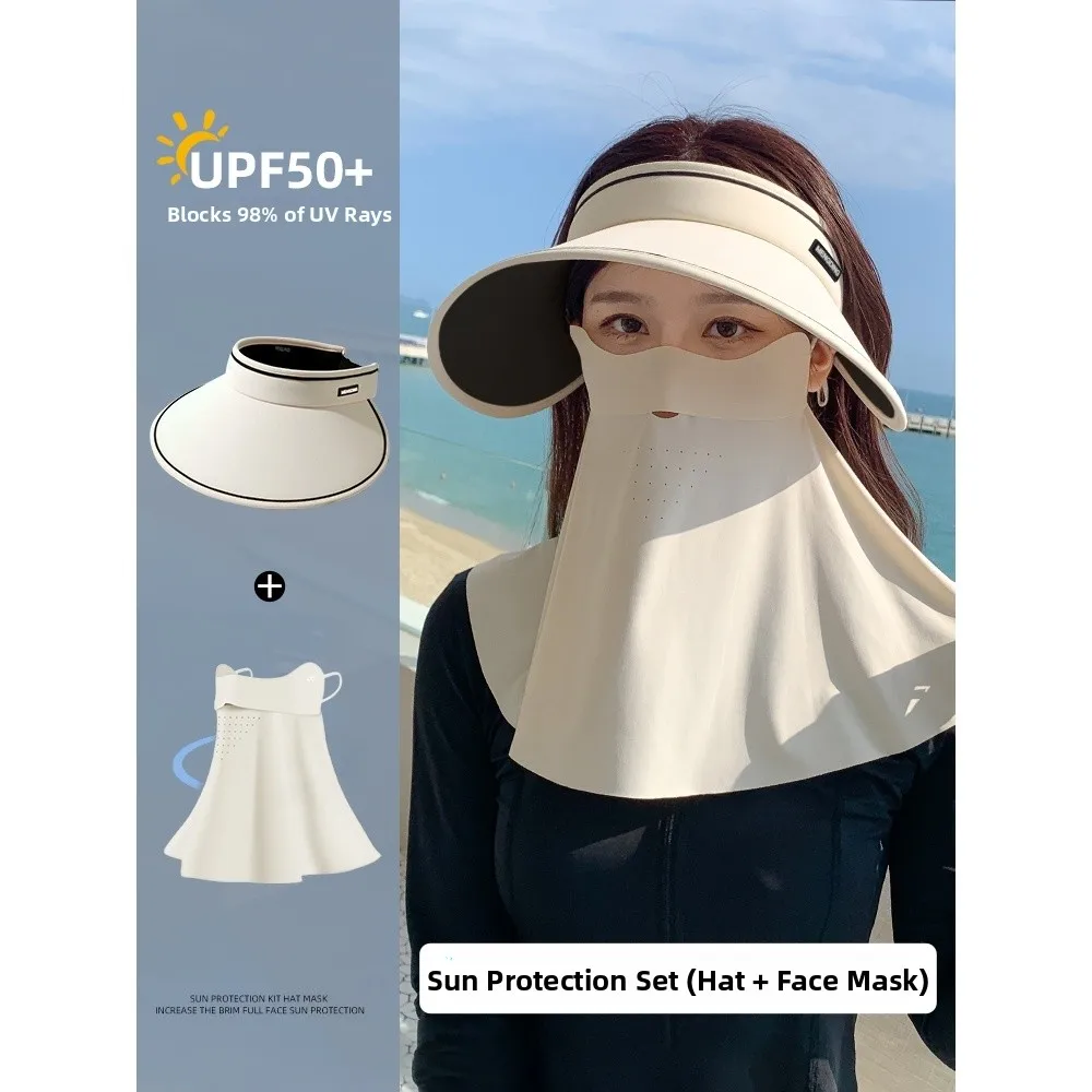 

Bananain Full Face Sun Protection Mask Ice Silk Cycling Hat Inteated Ne Protection Summer Women's Mask Korean Sle