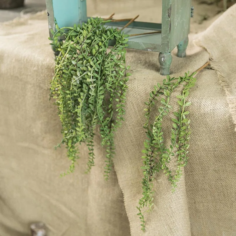 Artificial Succulents Pearls Fleshy green Vine branches wall Hanging Plastic Rattan plants fall home wedding decoration flower