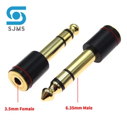 1PCS 6.35mm Male To 3.5mm Female Audio Adapter Gold Plated Hifi Headphones Jack Stereo AUX Microphone Earphone Connector 6.5Plug