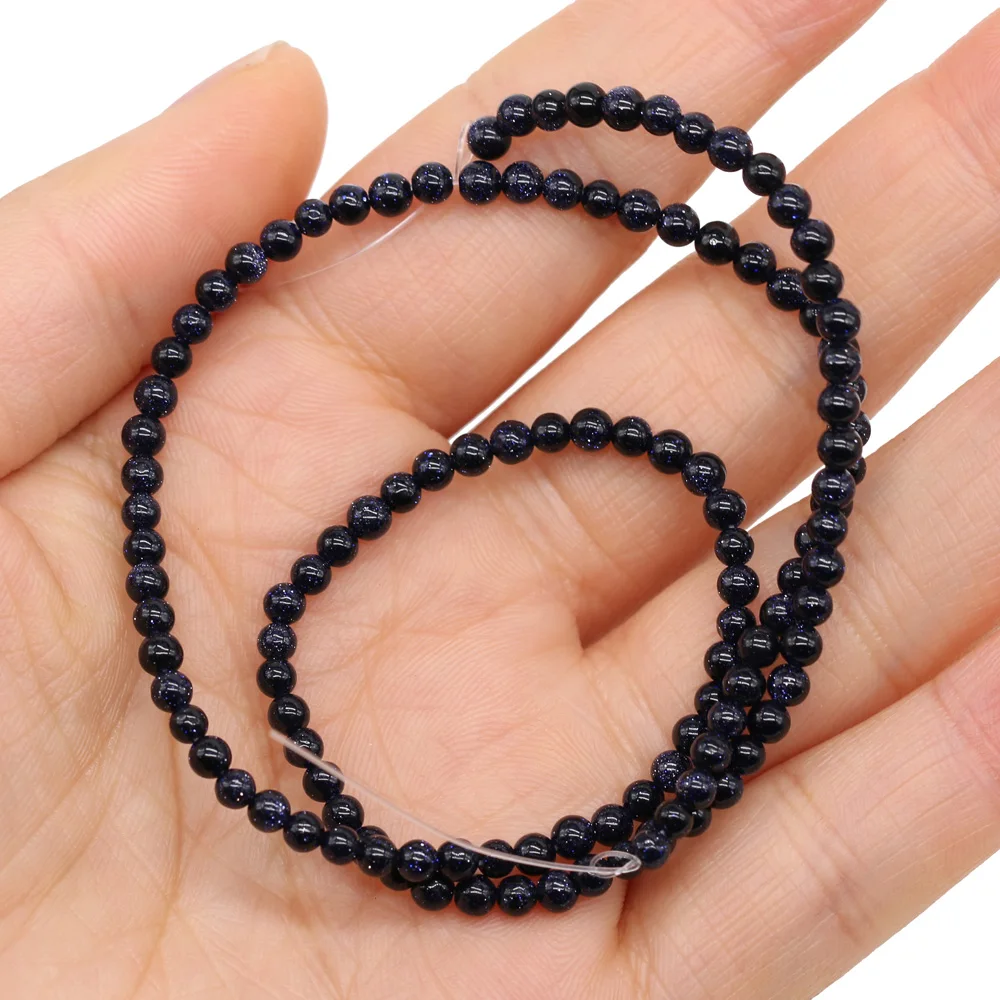 2/3/4mm Black Agate Round Through Holes Beads Natural Stone Beads for Jewelry Making DIY Necklaces Bracelets and Accessories