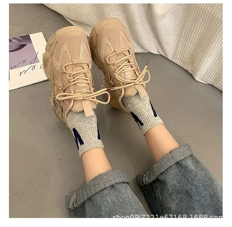 2026 Plateau-Sneaker für Damen Frühling Herbst Neue Chunky-Plateau-Sportschuhe für Damen Modische Dicksohlen-Sneaker aus PU-Leder – Detail 12