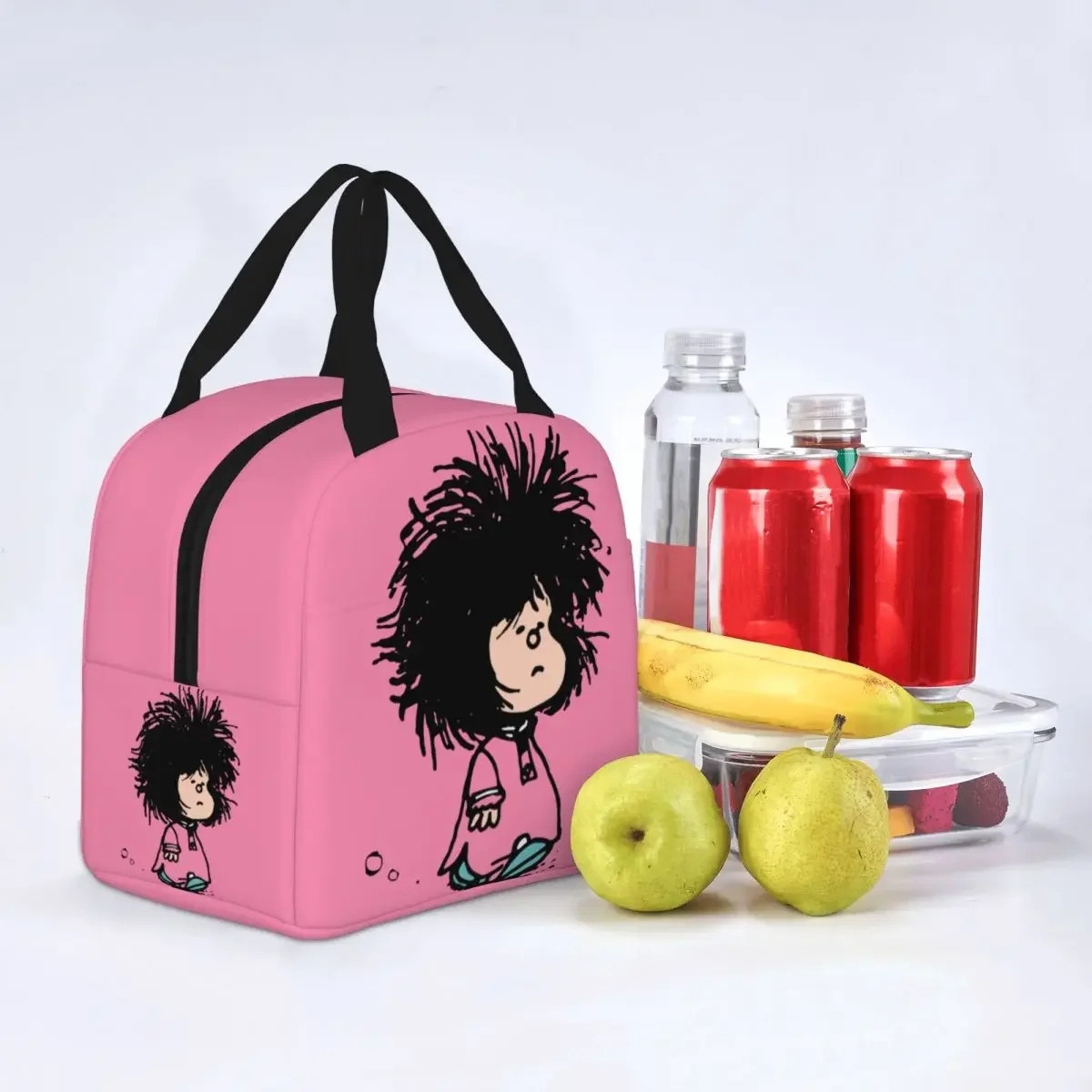 Mafalda With Nightgown Quino Argentina Cartoon Insulated Lunch Bag Thermal Bag Reusable Tote Lunch Box Food Bag School Picnic