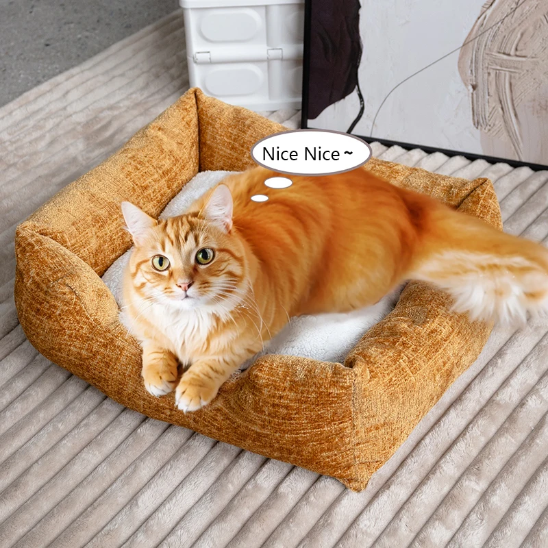 

High End Chenille Material Cat Nest Super Soft Pet Sofa Bottton Anti Slip Design Sleeping Nest Suitable For All Kinds Of Cats