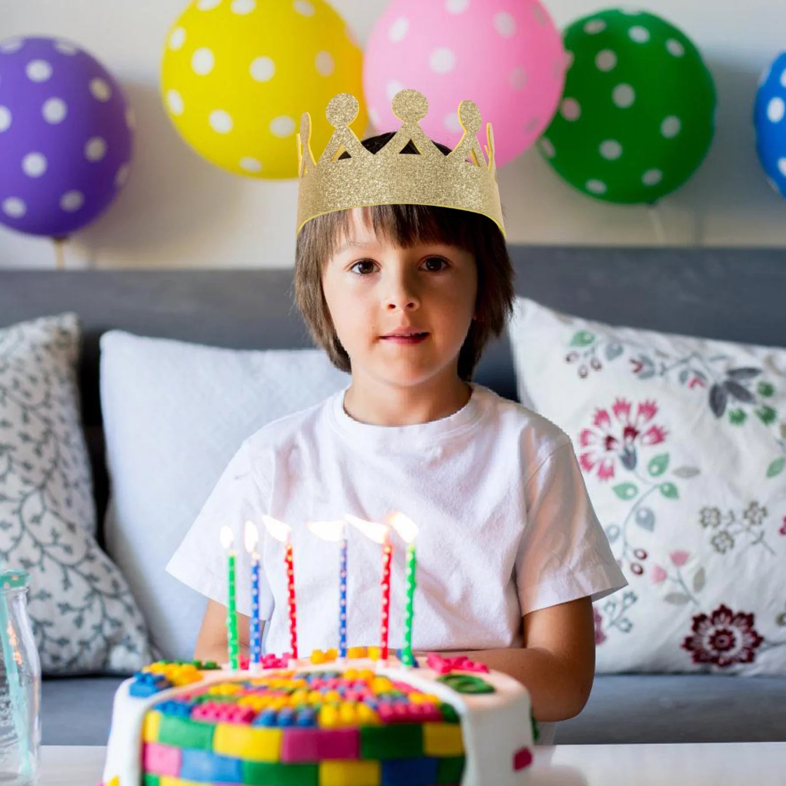 

4Pcs Birthday Crown Elastic Gold Kids King Queen Headband Party Dress Up Toddler Costume Kids King Crown Dress Up Tiara