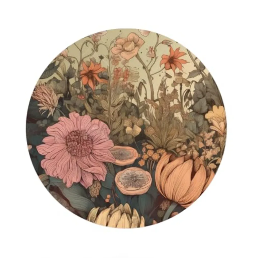 Floral Mouse Pads for Desk, Mousepad for Laptop, Round Travel Mouse Pad for Wireless Mouse Gaming Work Laptop, Office Supplies
