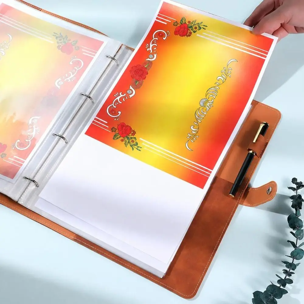 PU Leather Leather A4 Binder Notebook Soft Cover Mixed Pocket Layout Refillable Notebook Transparent Inner Pockets
