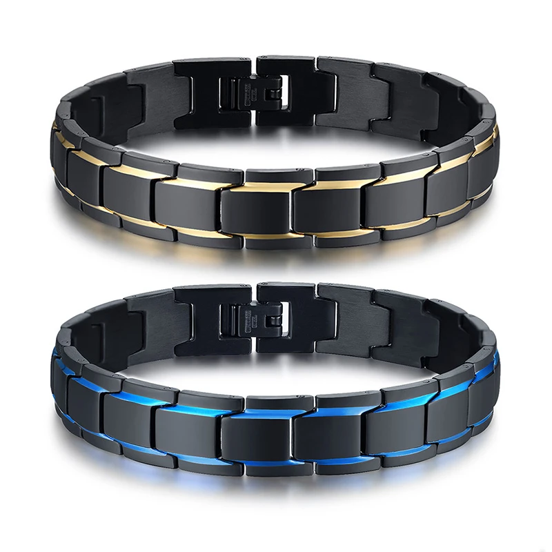 Vnox Casual Stainless Steel Chain Link Bracelets for Men Free Custom Personalize Engrave Wristband Male Jewelry