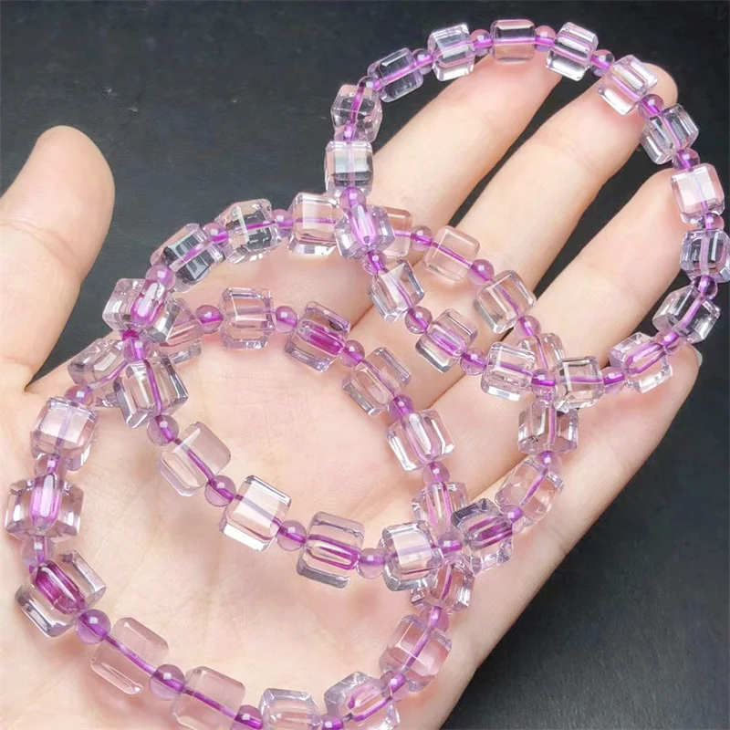 

Natural Amethyst Cube Bracelet Charms Fashion Personalized Men Women Gemstone Jewelry 1pcs