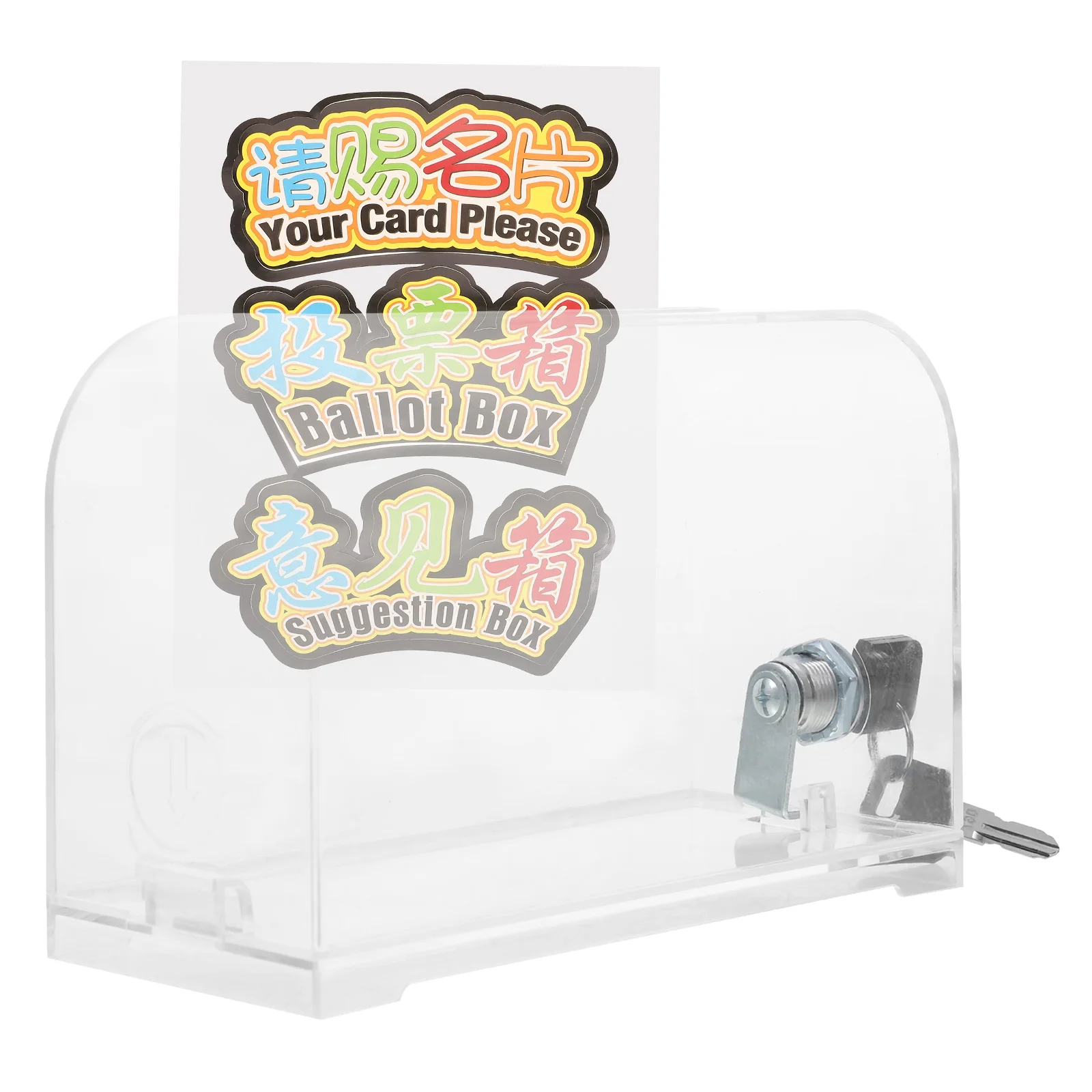 

Acrylic Business Card Box Holder Large Capacity Safe Lock Design Cards Storage Case Office Accessory Multi Function Card
