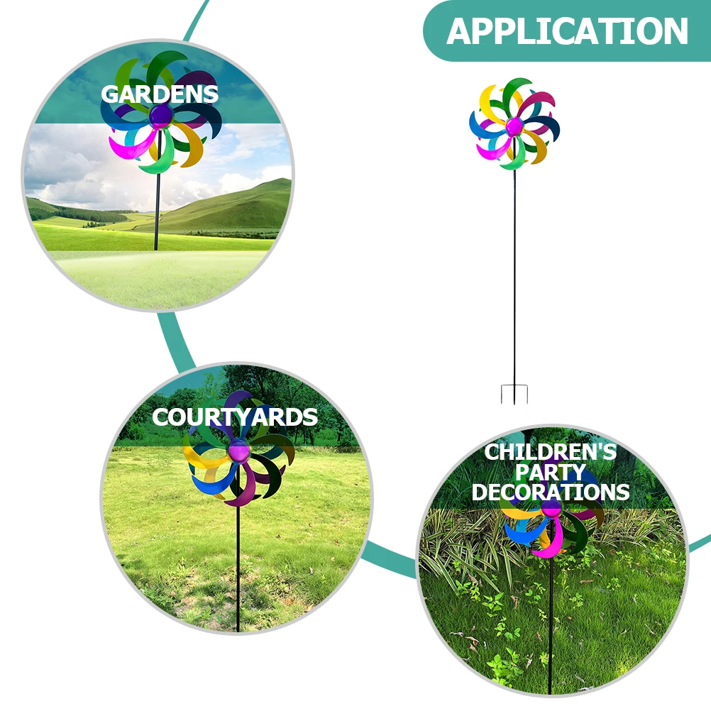 

1pc Rainbow Pinwheel Windmill Decorative Outdoor Lawn Party Garden Windmill Adornment Festival Adornment Decor
