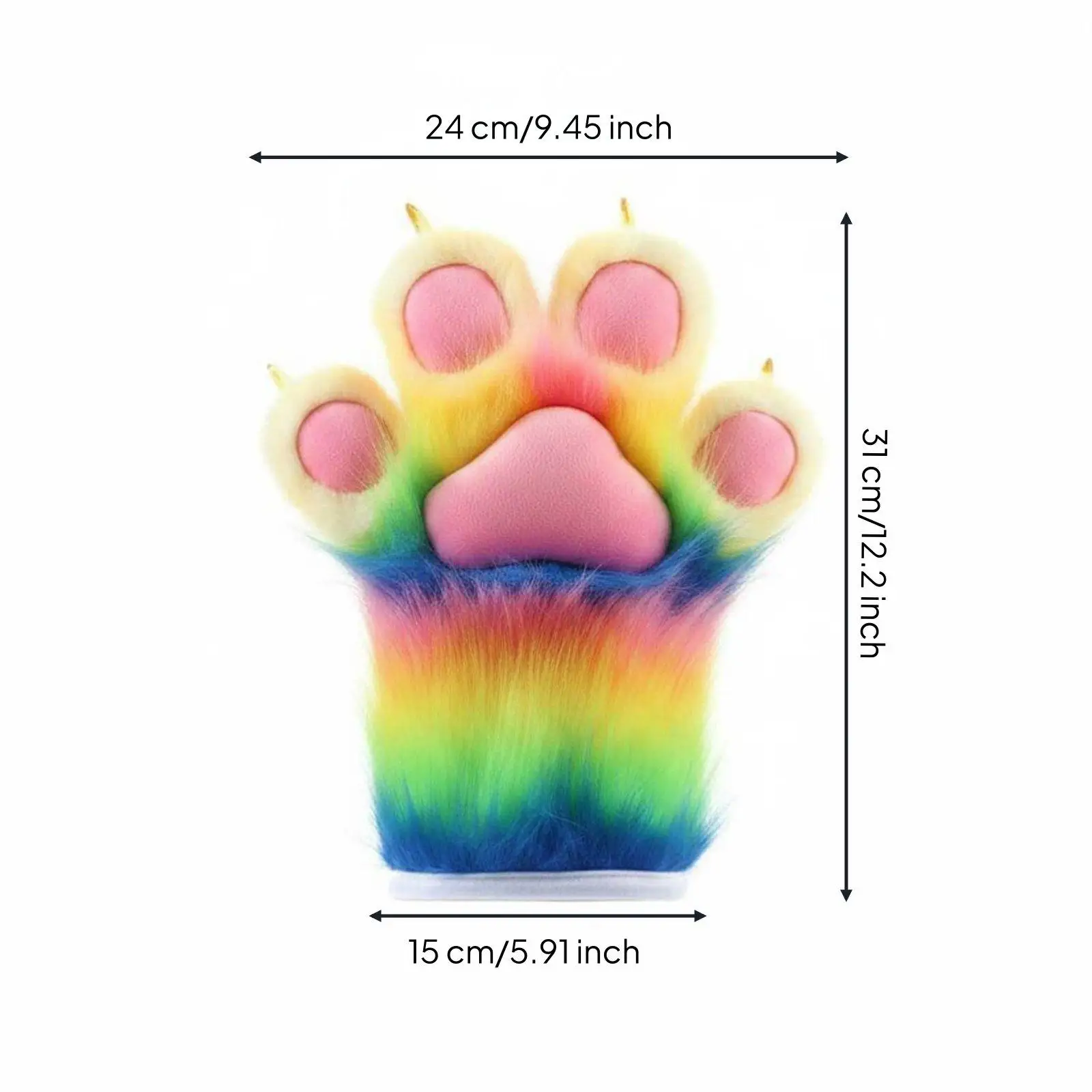 Fursuit Paw Mitten Cosplay Use Animal Paw Glove Soft Fingerless Furry Claw Gloves for Cosplayers, Convention, Photo Photography