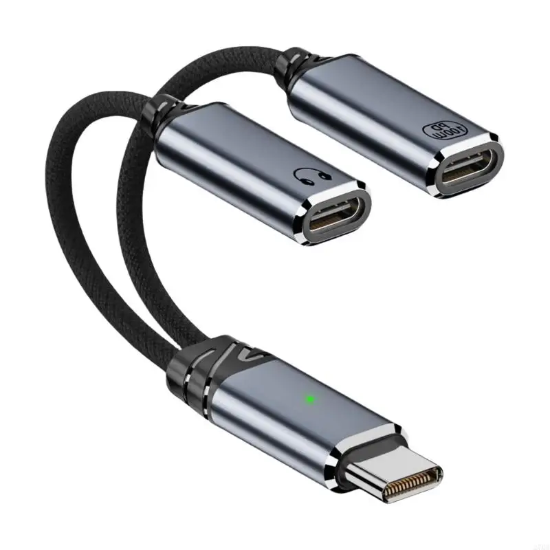 270b USB C Splitter Wire 1 hingga 2 Kabel Kabel Adapter Pengisian Headphone 2 Dalam 1 Desain