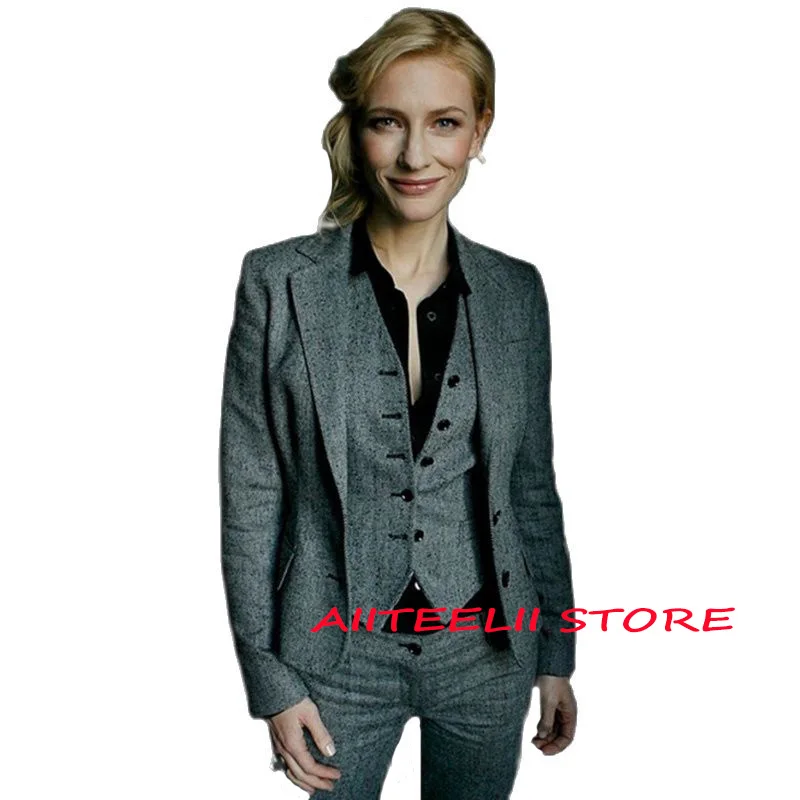 

Women's Suits 3 Piece Retro Slim Fit Blazer Pants Set Women Wool Clothes Female Fashion Suits костюм женский