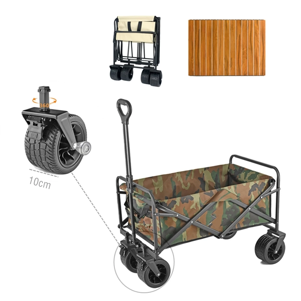 

Customized Portable Folding 10 Inch Wheel Trolley Cart Beach Camping Garden Collapsible Wagon Trolley Cart Stroller
