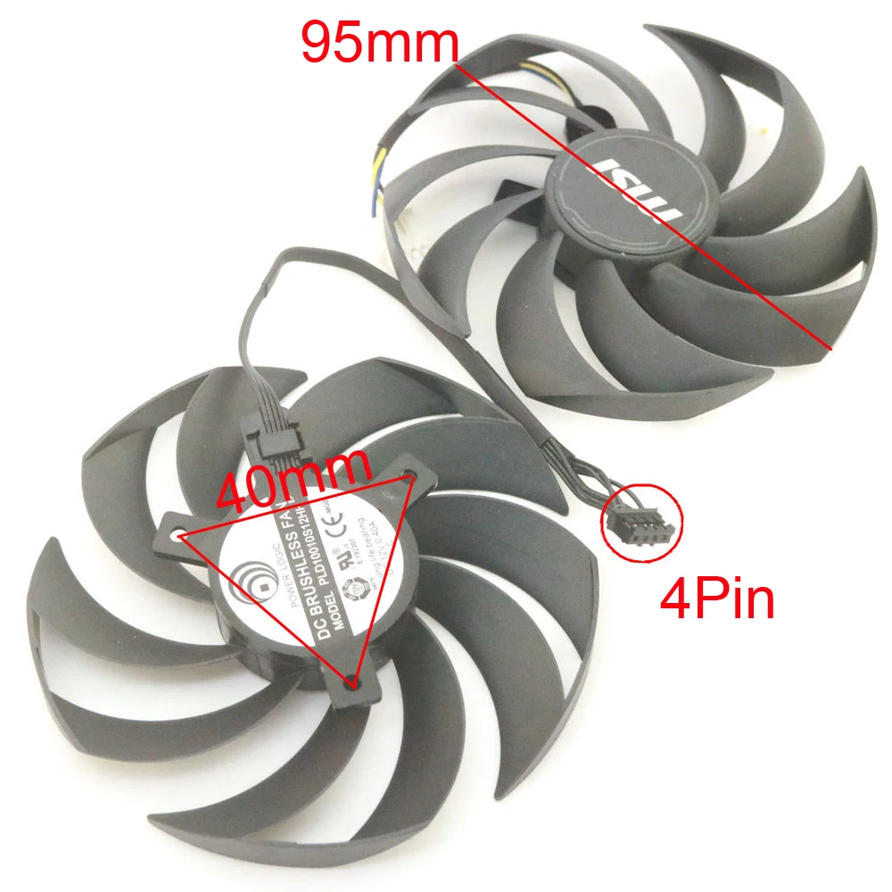 2pcs/lot PLD10010S12HH DC12V 0.40A 95mm 4Pin For MSI RTX4060 RTX4060ti RTX4070 VENTUS 2X Graphics Card Fan