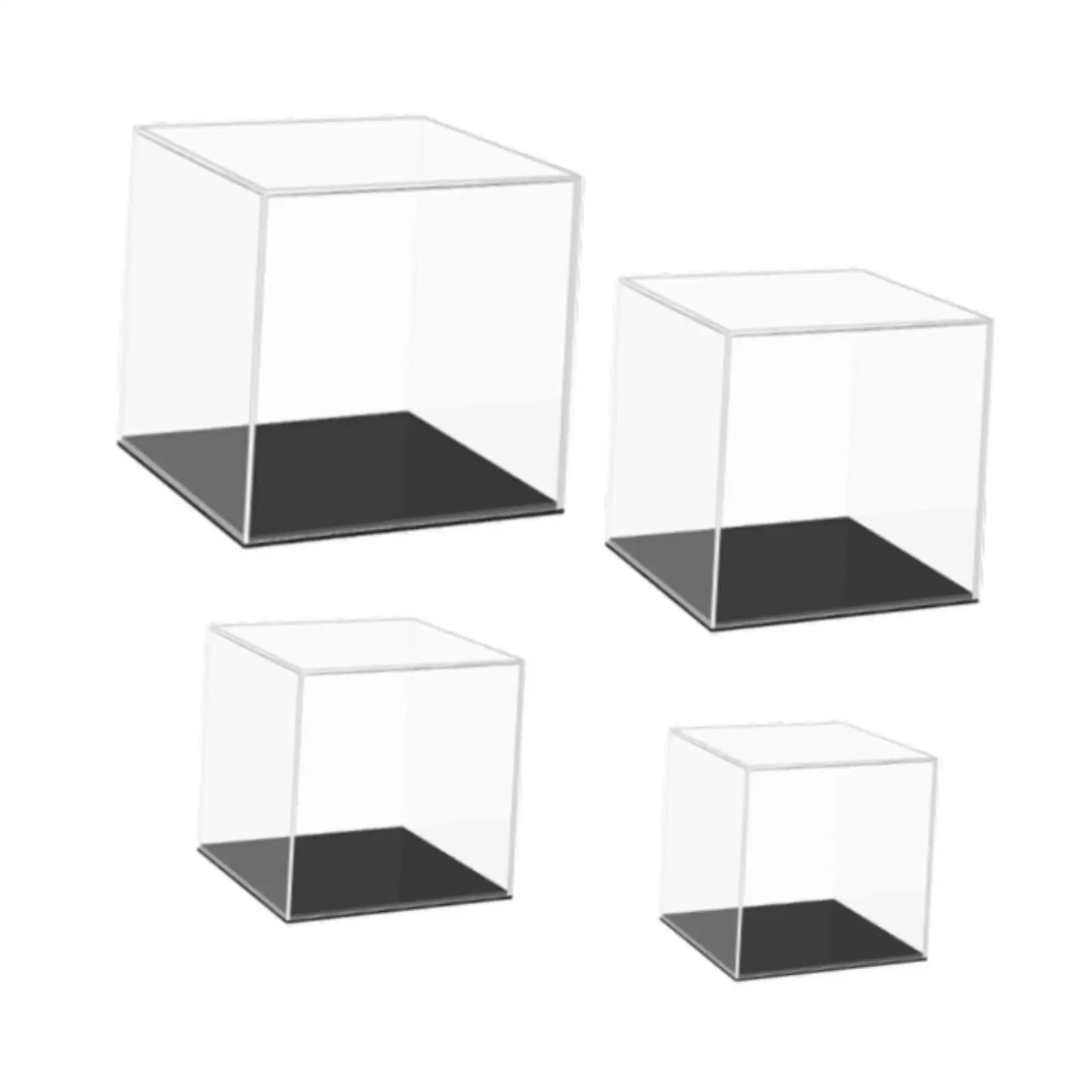 4x Transparent Acrylic Box Protection Flip Display Box Dolls Action Figures