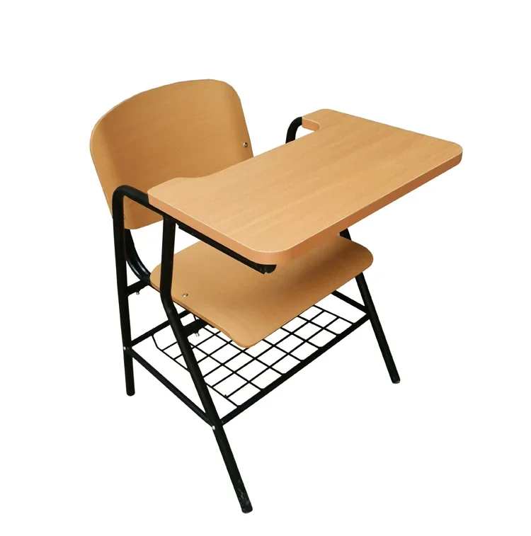 Heavy Duty Student Table and Chairs College Writing Pad Chair Wood Student Sketching Chair with Writing Tablet for Writing