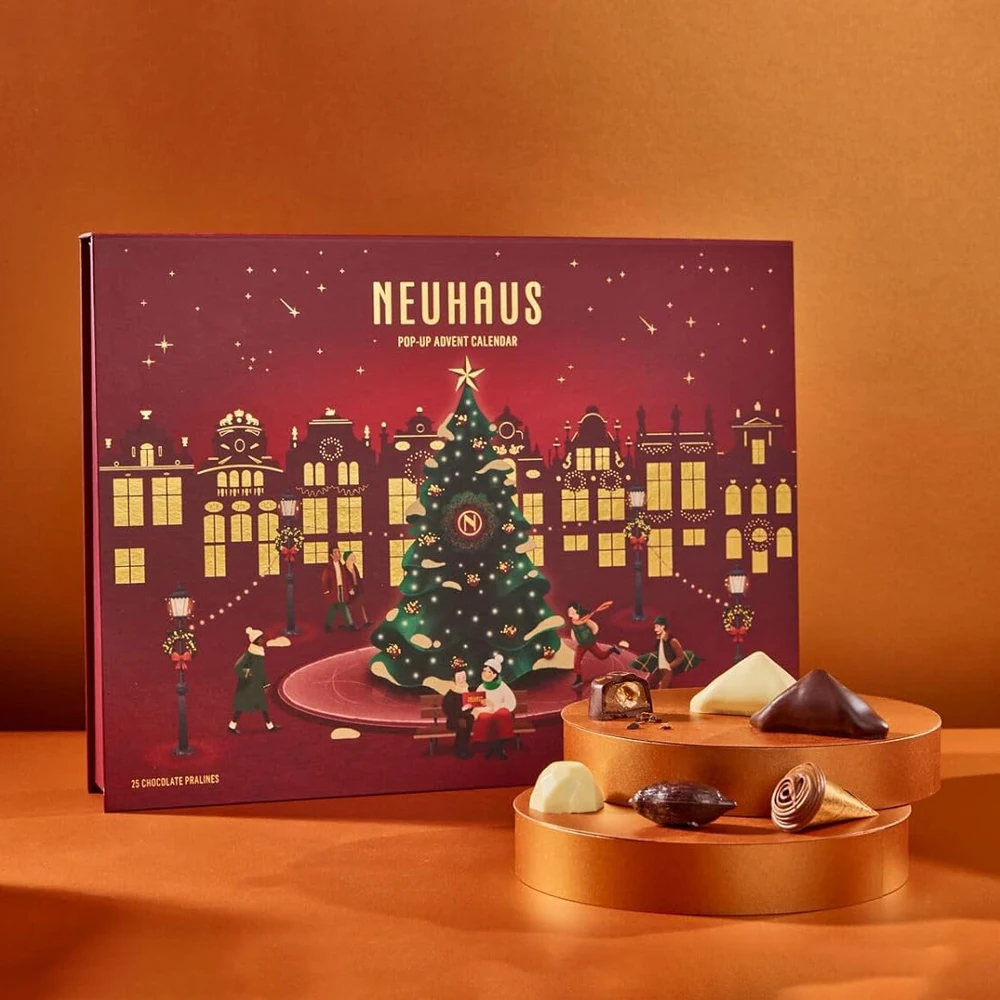 Christmas Gift Box Advent Calendar Empty Paper Countdown for Chocolate Candy Embossed and Matt Laminated Printing