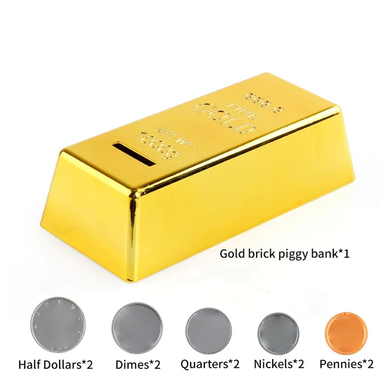 Hot-Simulated Gold Bricks, Children's Piggy Bank, Piggy Bank, Plastic Decorative Ornaments, House Games