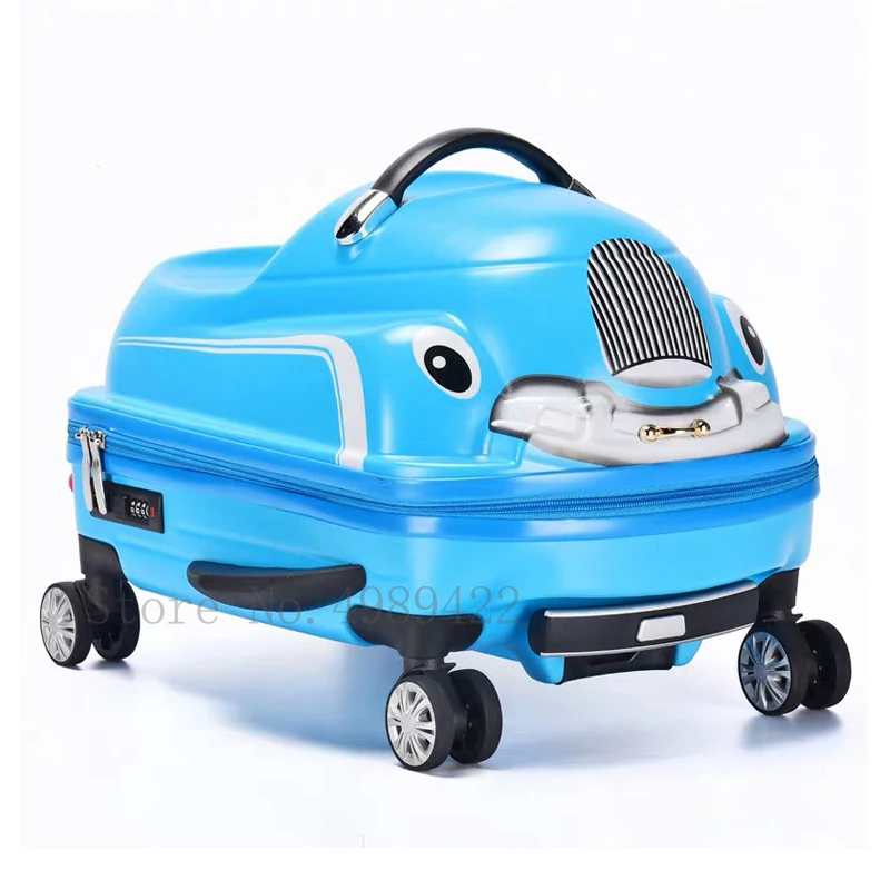 kids Trolley luggage 20 inch 3D cartoon suitcase on wheels Carry On Trunk Can sit to ride Rolling luggage swing car childern\'s