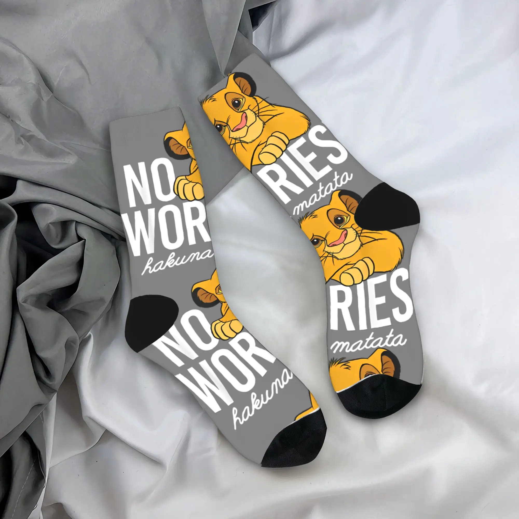 

Носки для пар, чулки с изображением Короля Льва без беспокойства, Нескользящие теплые мягкие носки, осенние повседневные дизайнерские велосипедные носки