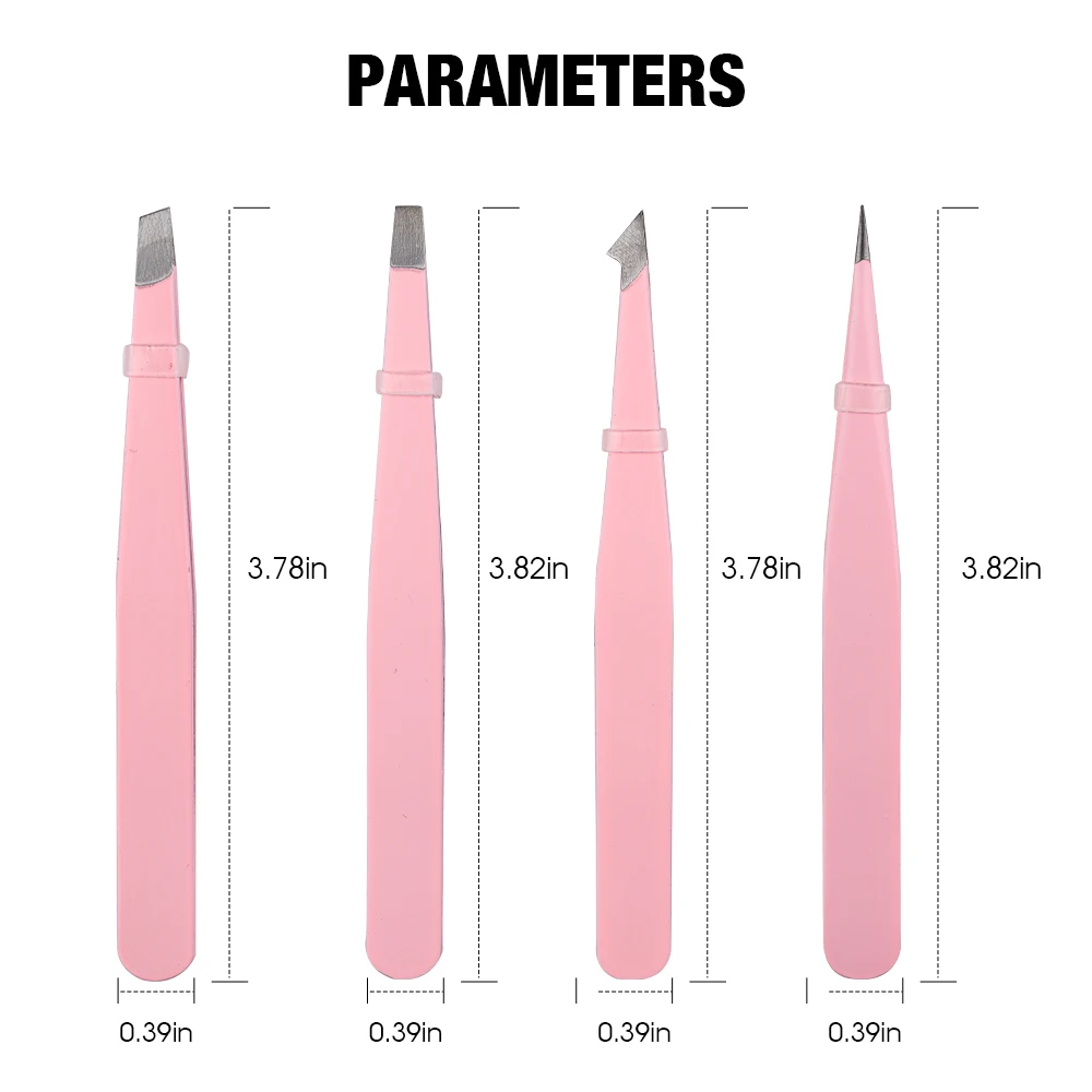 Set di pinzette 4 pezzi pinzette professionali in acciaio inossidabile pinzette di precisione per l\'estensione delle ciglia sopracciglia comedone