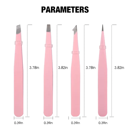 Imagen 2 del producto Juego de pinzas, 4 piezas, pinzas profesionales de acero inoxidable, pinzas de precisión para extensión de pestañas, cejas, espinillas faciales