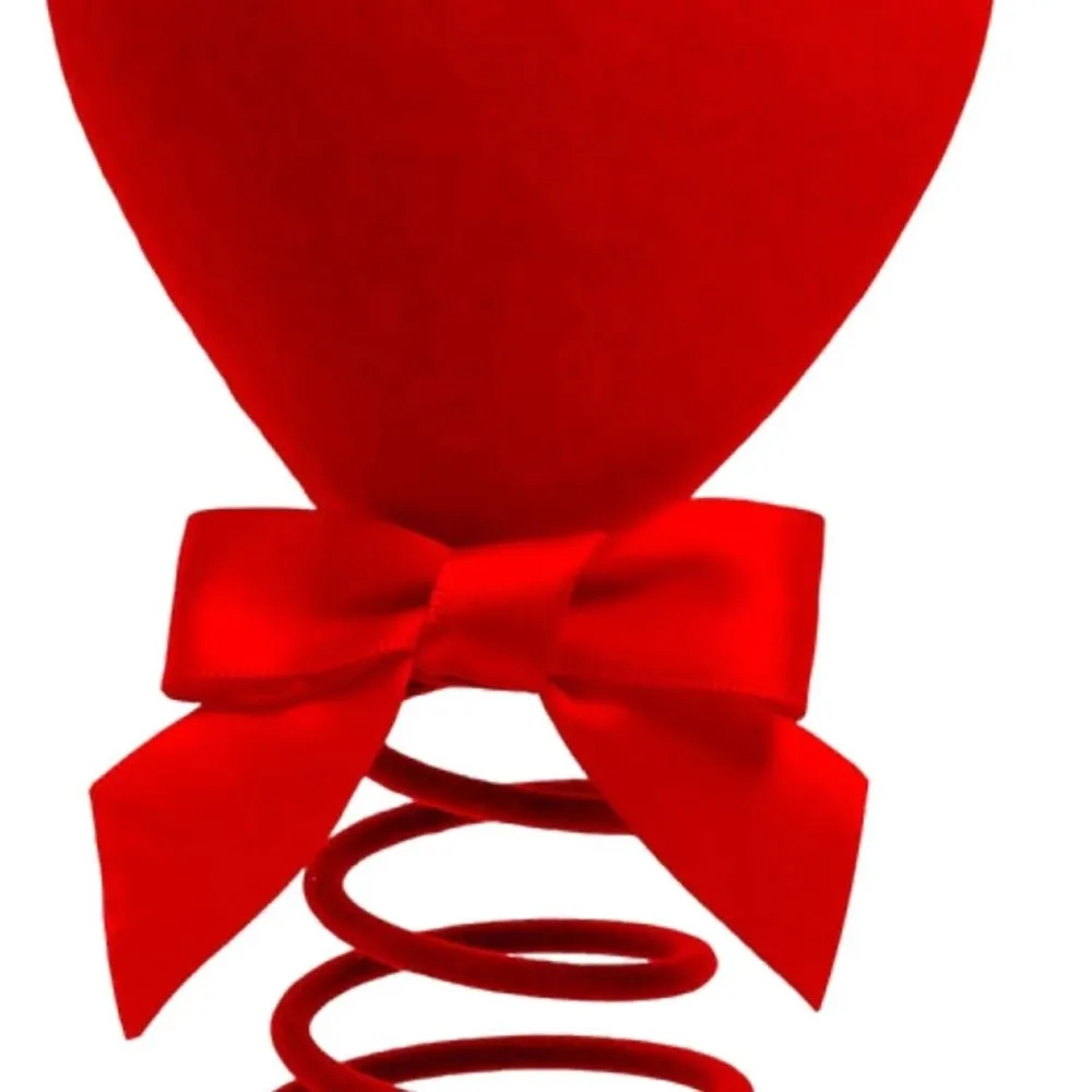

Romantic Valentine's Day Decoration Red Heart Spiral Base Heart Treetop Ornament Glitter/Velvet Velvet Bow Heart Tree Topper