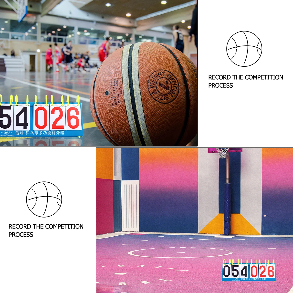 

1pc 4- Basketball Scoreboard Waterproof Score Flipper with Stand Sports Score Keeper Game Scorer Iron Plate for Competition