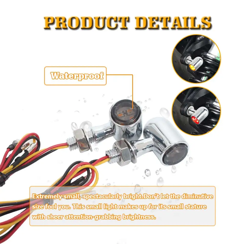 8mm Motorcycle Accessories LED Turn Signal Light Bullet Indicator Amber Flashing Lamp For Harley Kawasaki Yamaha clignotants led