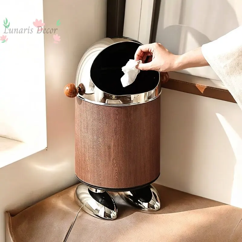 

Household living room Bedroom High removable trash can with wheels Large paper basket