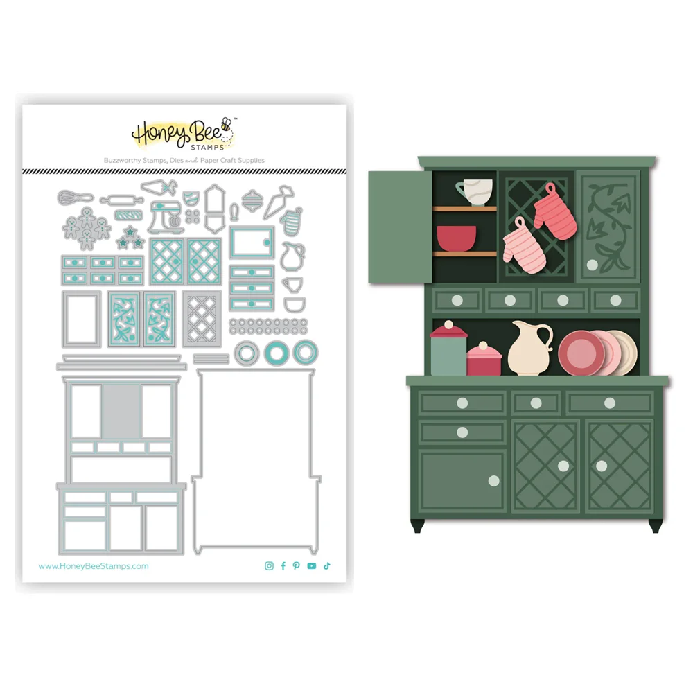 Layer Hoosier Cabinet Christmas Cutting Dies for New 2024 Scrapbooking Paper Making Bee Frame Craft Card no Stamps