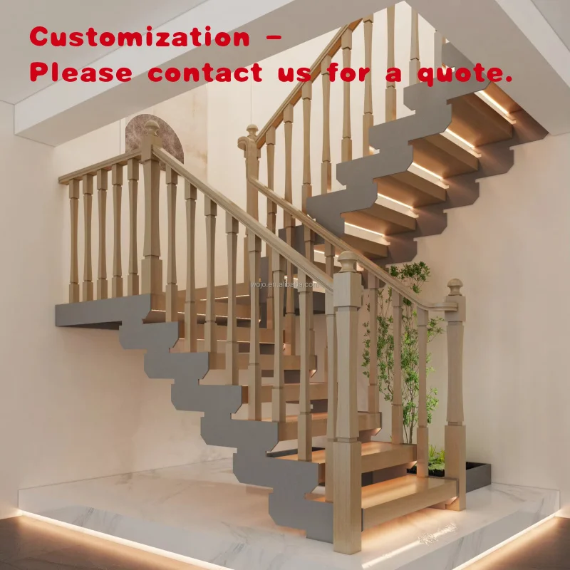 

custom.Modern Style Solid Wood Floating Staircase Durable Attic Stairs without Riser Design Application