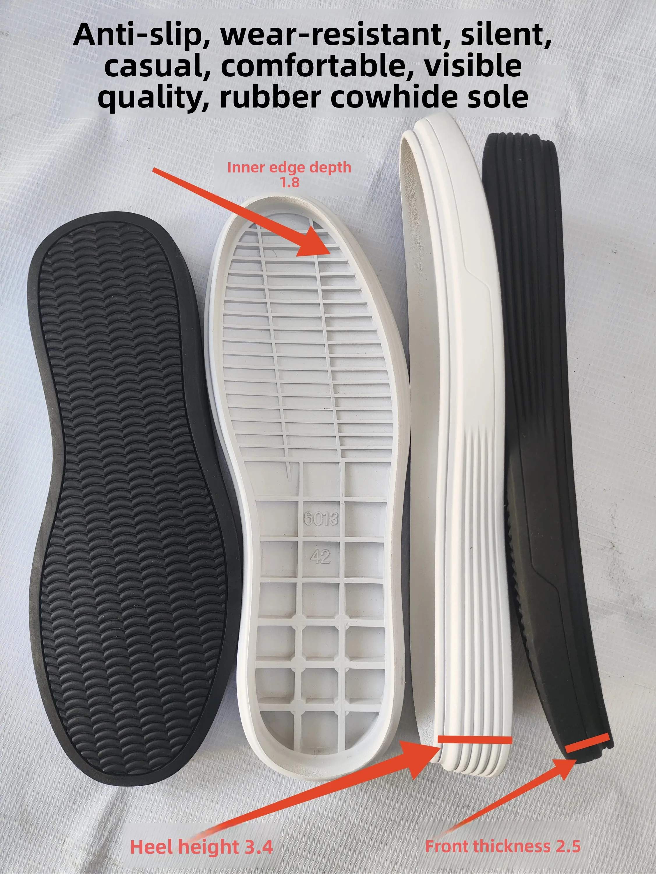 Leather Shoes Sporty Casual Anti-Slip Wear-Resistant mid Heel Shoe Bottom Stickers 3944 Comfortable Footwear Accessories