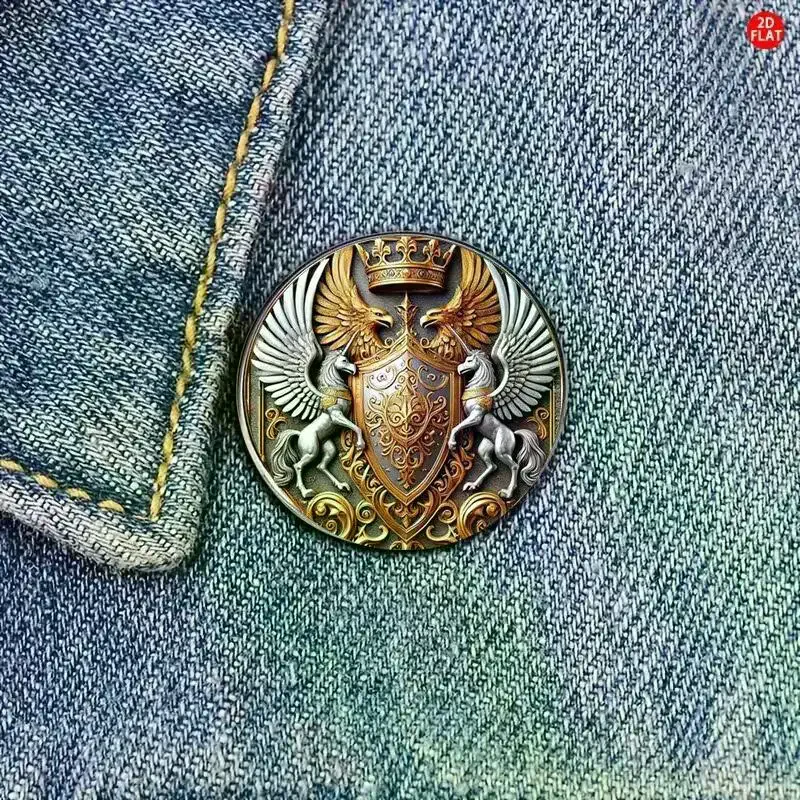 Medieval Double Headed Eagle Vintage Round Badge Brooch for Women Coat Accessories Gift Fashion Accessory Clothing Decoration