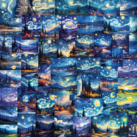 10/30/50PCS Art Van Gogh Starry Night Oil Painting Sticker DIY Phone Laptop Luggage Skateboard Graffiti Decals Fun for Kid Gift