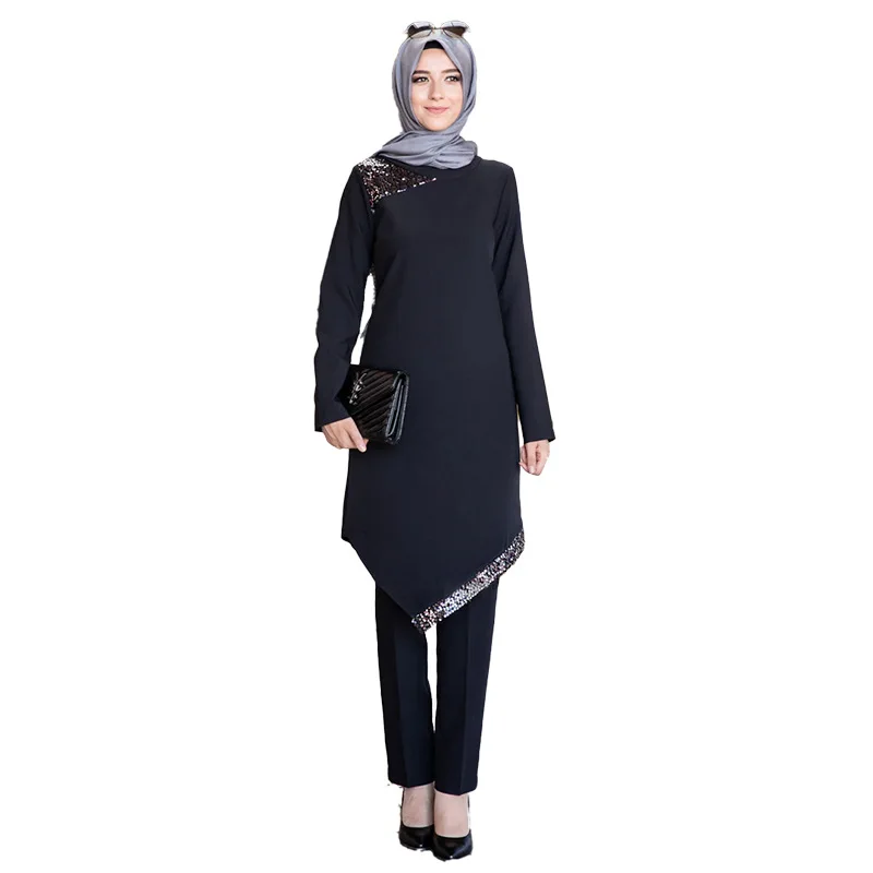 Two Piece Sets Tops and Pants Women Turkey Muslim Hijab Abaya Prayer Dresses Ramadan Moroccan Kaftan Islamic Clothing Dress Sets