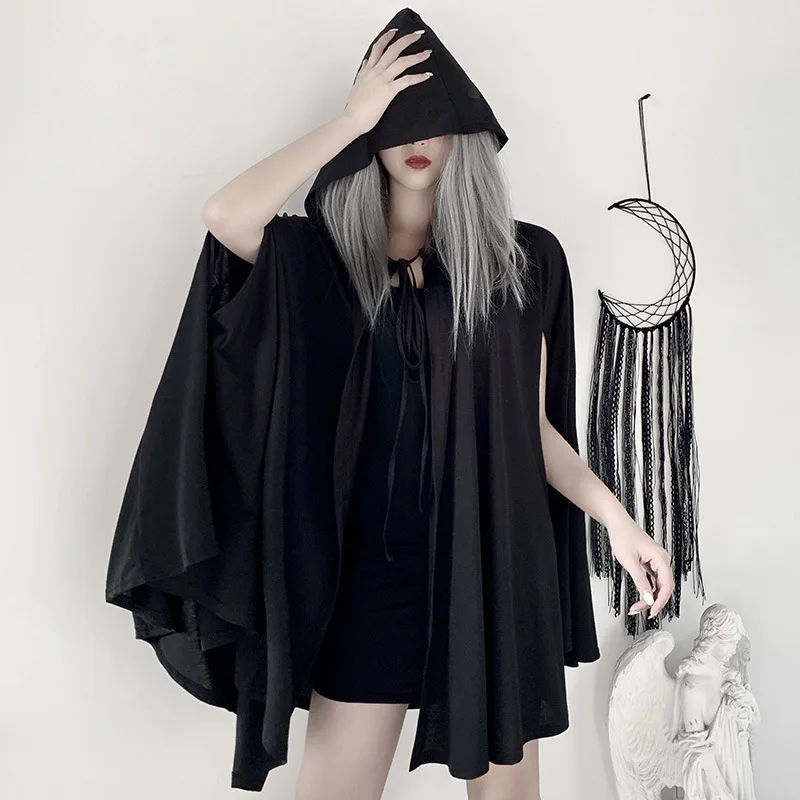 

Gothic Sle Rita Hooded Svel Coat k Cape Windbreaker loween Masquerade Par Street Sle Medium Length Coat
