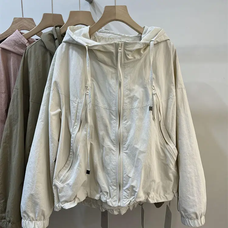 

Spring and Autumn New Women's Jacket Loose Hooded Windproof Stormtrooper Jacket